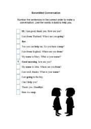 English Worksheet: Scrambled Conversation