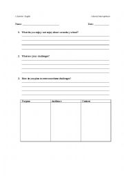 English Worksheet: Informal letter preface