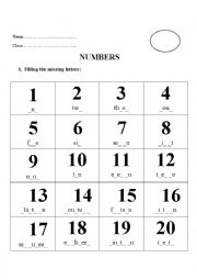 English Worksheet: Worksheet numbers 