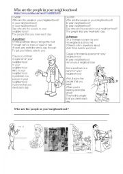 English Worksheet: who are the people in your neighbourhood