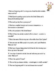 English Worksheet: ENGLISH QUIZ - OUR WORLD