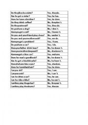 English Worksheet: Short answers - be, do, have, have got, can