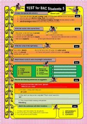 English Worksheet: test for BAC students 5