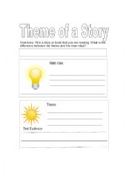English Worksheet: Theme vs. main idea