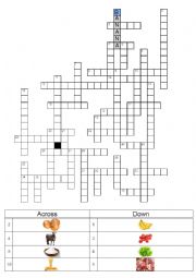 English Worksheet: Foods Crossword