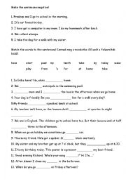 English Worksheet: daily routine