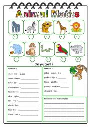 English Worksheet: Animal Maths