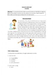 English Worksheet: reading comprehension