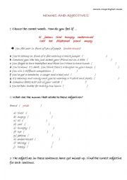 English Worksheet: Nouns and Adjectives