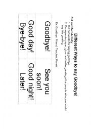English Worksheet: Different Ways to Say Goodbye