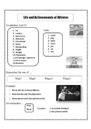 English Worksheet: Athletes around the world