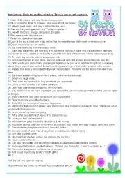English Worksheet: 40 Pieces of Advice!  (Spelling Activity)