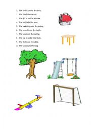 English Worksheet: Prepositions of place (on, in, under)