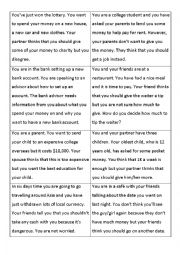 English Worksheet: Role Plays: Money Issues