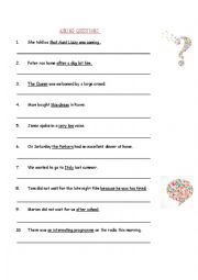 English Worksheet: askıng questıons past tense