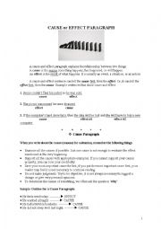 English Worksheet: cause or effect paragraph