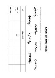 English Worksheet: Days of the week & school days