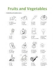 English Worksheet: Fruits and vegetables worksheet