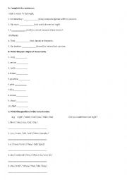 English Worksheet: S. Past Tense