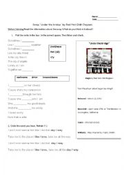 English Worksheet: Songs - RHCP - Under The Bridge