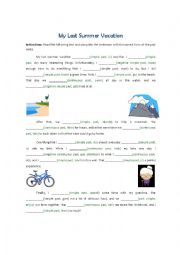 English Worksheet: My Last Summer Vacation (Simple and Continuous Past)