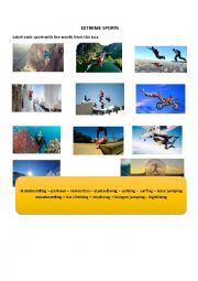 English Worksheet: Extreme Sports