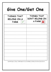English Worksheet: Give One Get One Farm Activity