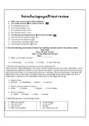 English Worksheet: Introducing myself- Test Review