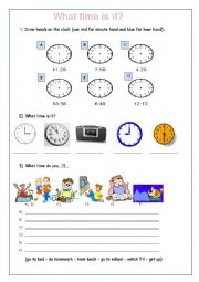 English Worksheet: What time is it?