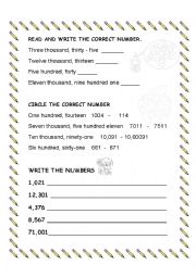 English Worksheet: Numbers