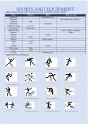 English Worksheet: SPORTS AND EQUIPMENT