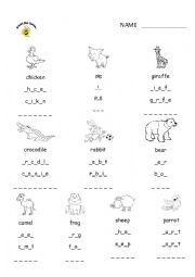 English Worksheet: animals