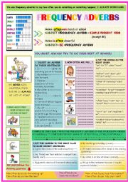 English Worksheet: Frequency adverbs: examples and pratice