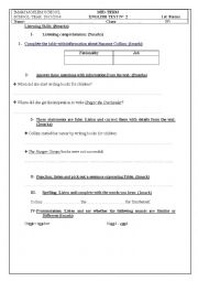 English Worksheet: exam 1st form
