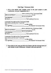 English Worksheet: Past Simple and Past Continuous Song
