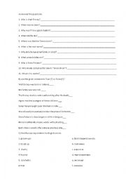 English Worksheet: Reading comprehension