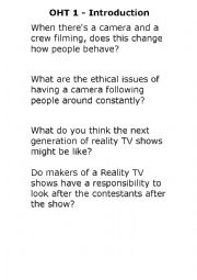 English Worksheet: Design your own reality TV show