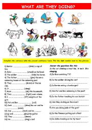 English Worksheet: Present continuous tense practice