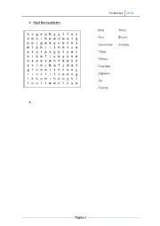 English Worksheet: wordsearch numbers