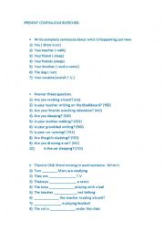 English Worksheet: present continuous for beginners