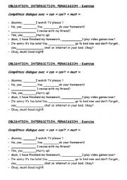 English Worksheet: SCHOOL RULES-OBLIGATION-INTERDICTION-PERMISSION