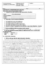 English Worksheet: test 1 st forms
