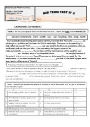 English Worksheet: 9th test