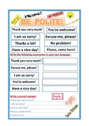 English Worksheet: Be Polite!