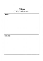 English Worksheet: Animals - Facts and Opinions
