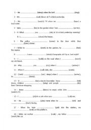 English Worksheet: Past Contnuous tense exercises