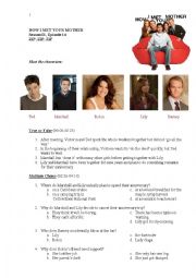 English Worksheet: How I Met Your Mother (s01e14) Zip,Zip,Zip