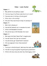 English Worksheet: Questions to the book Holes