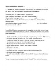 English Worksheet: Should immigration be restricted? 