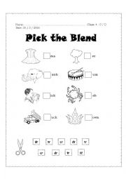 English Worksheet: pick the blend